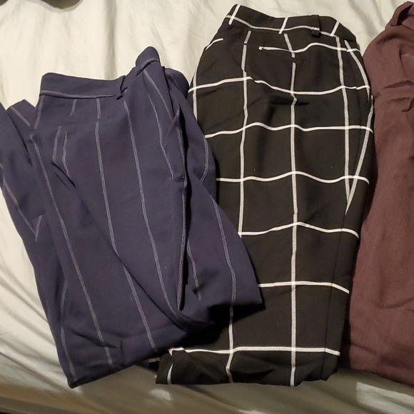 Express women's size 10 work pants burgundy/gray/black and blue w white stripes - Picture 3 of 7